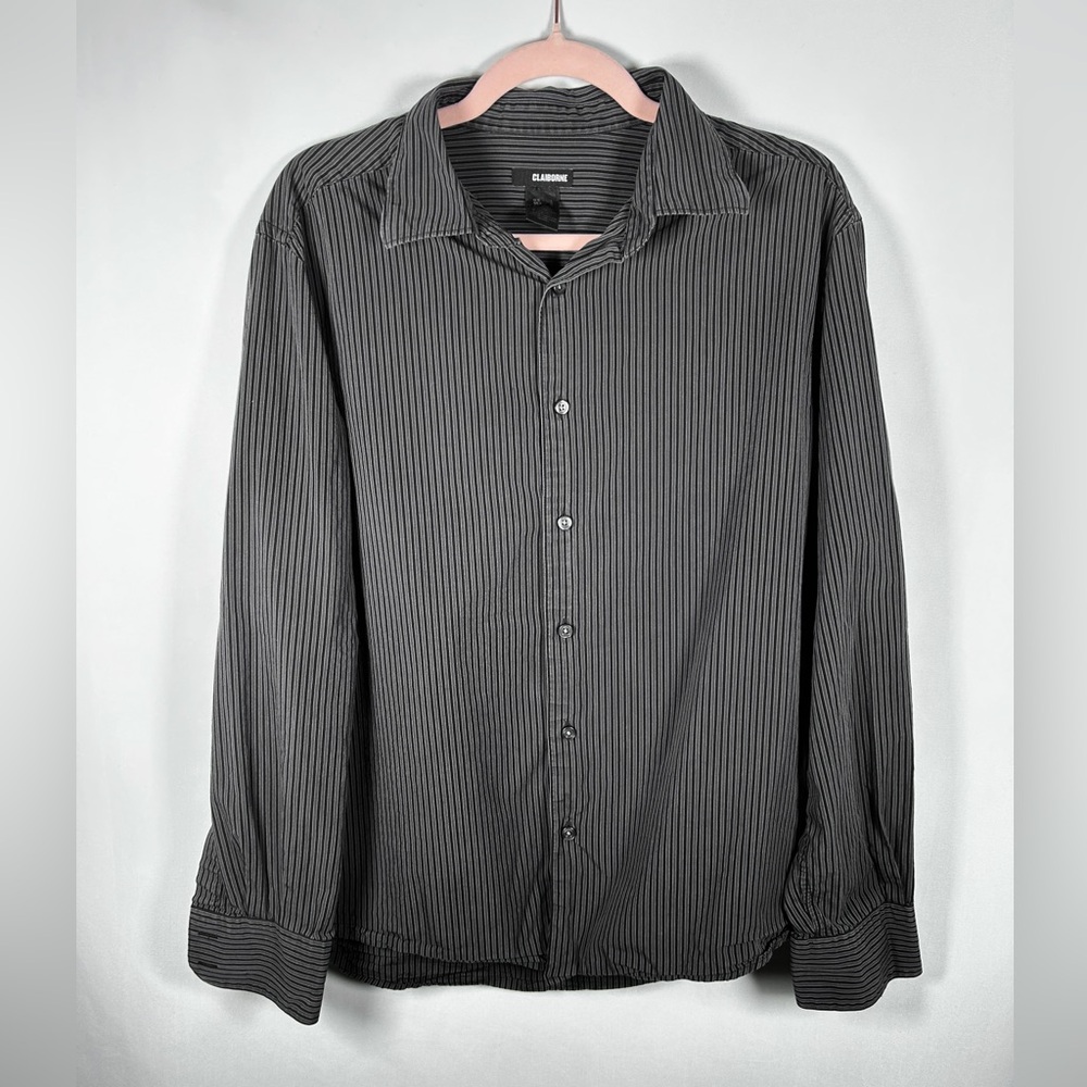 Vintage Liz Claiborne Classic Black Striped Button Down Shirt